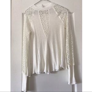 free people white lace long sleeve shirt